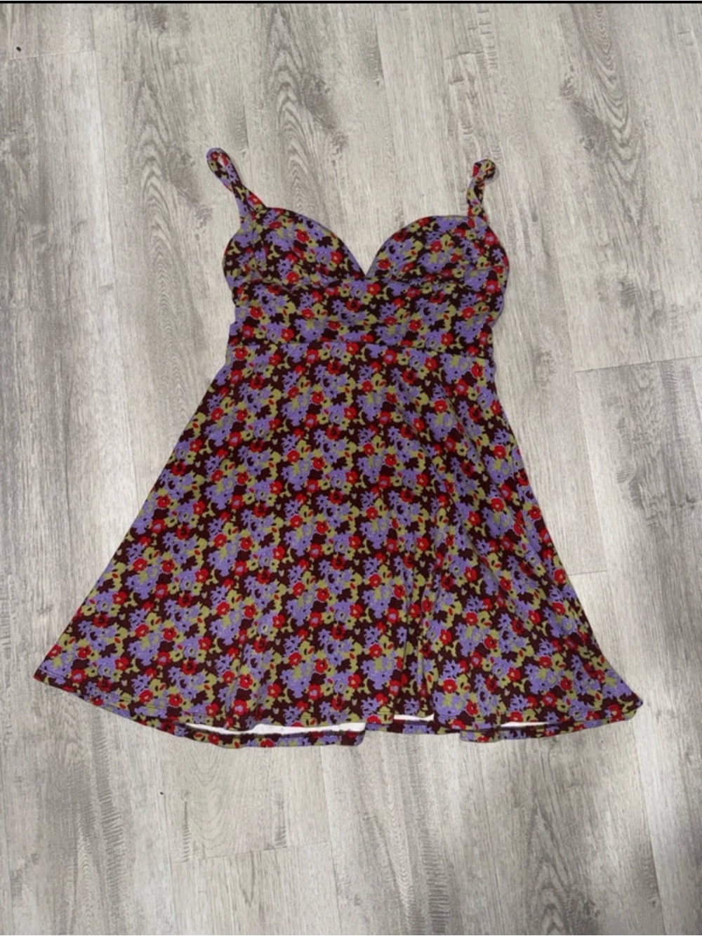Urban Outfitters Purple and Red Floral Mini Dress